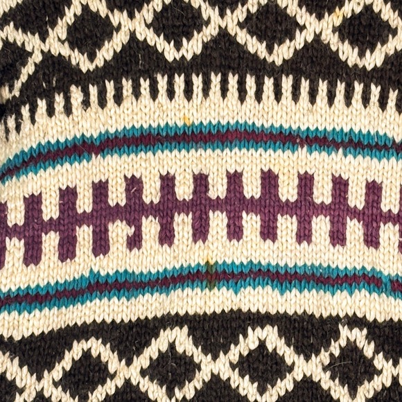VTG Heavy Chunky Knit Geometric Sweater Size M Mock Neck Hand Knit Fair Isle - Picture 6 of 8